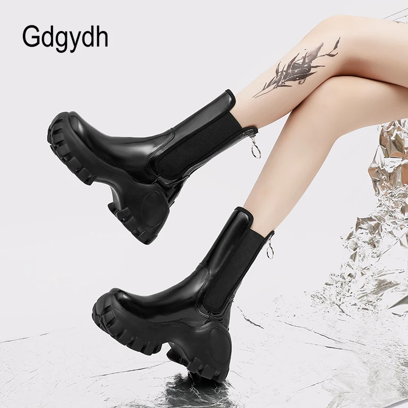 Gdgydh Women's Lug Sole Goth Platform Boots Mid Calf Elastic Chunky Block Heel Winter Patent Leather Chelsea Booties with Zip
Gdgydh Women's Lug Sole Goth Platform Boots Mid Calf Elastic Chunky Block Heel Winter Patent Leather Chelsea Booties with Zip
