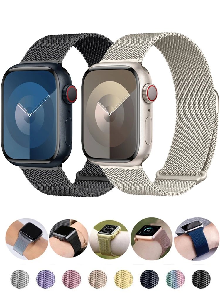 

Milanese loop Strap For Apple watch ultra 2 Band 44mm 40mm 45mm 41mm 49mm 42mm 38mm correa bracelet iWatch series 3 5 6 se 7 8 9