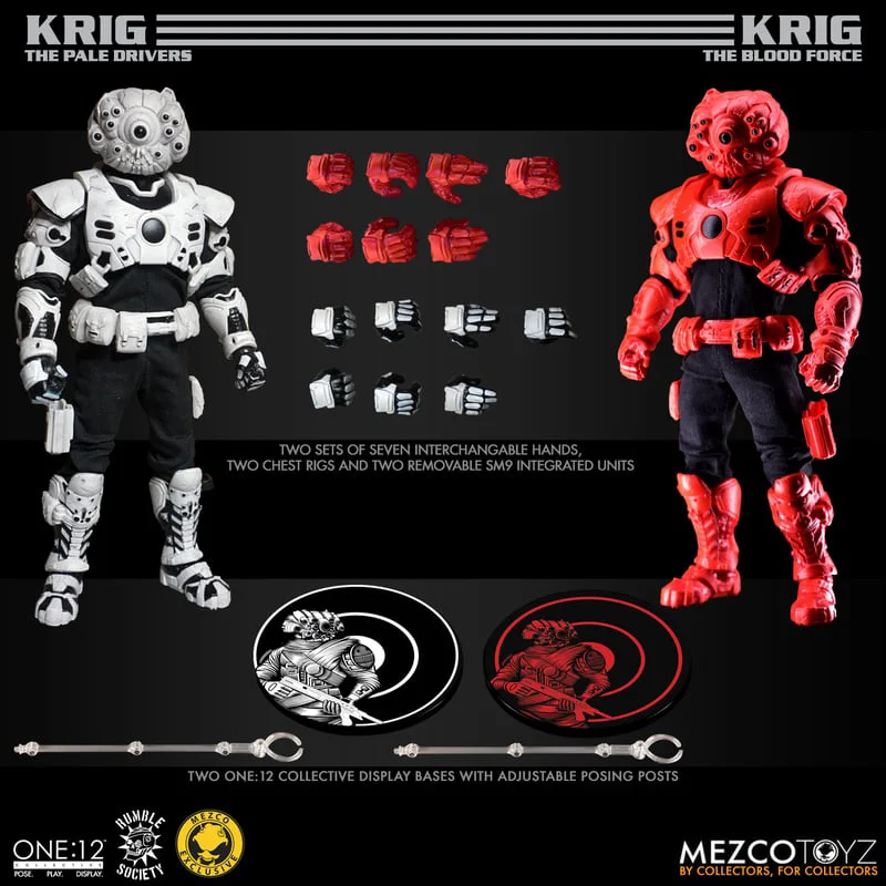 

In Stock100%Original Mezco One:12 Assault on Krig 13 Squadron Builder The Pale Drivers The Blood Force Figures Action Model Toys