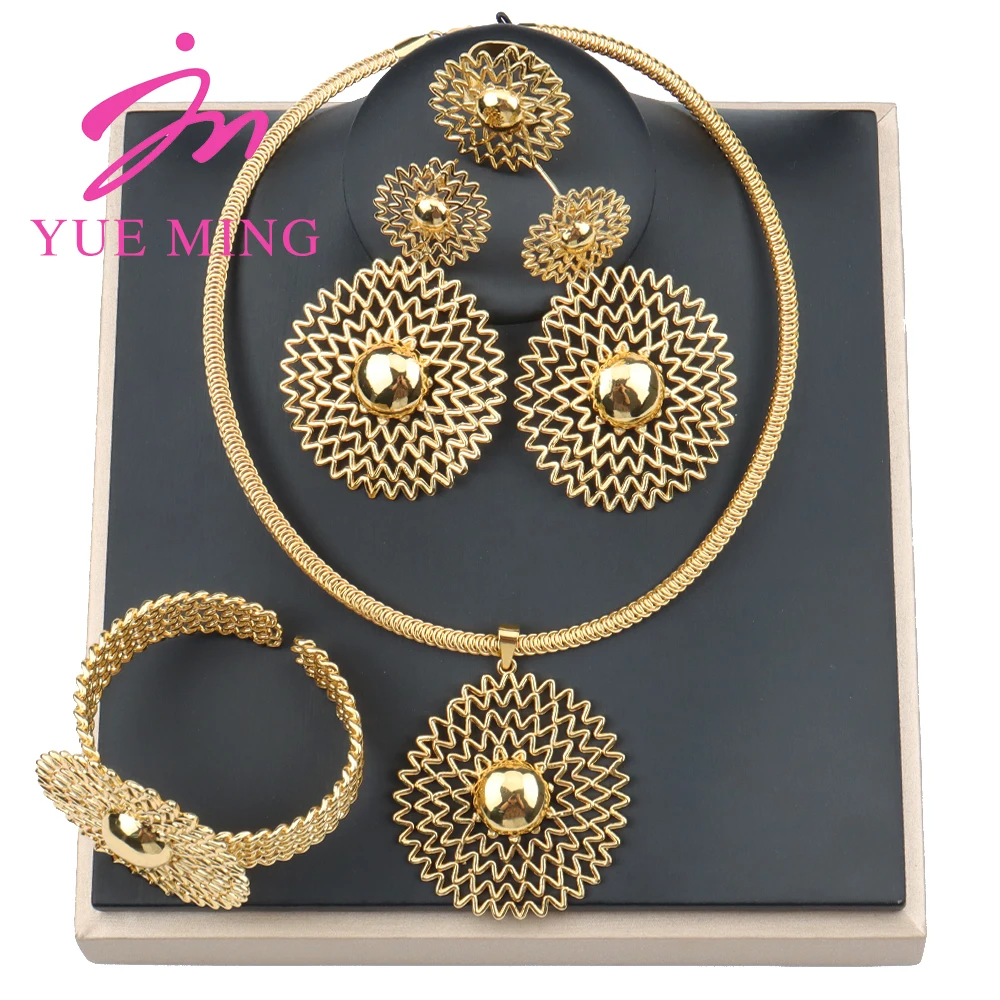 Gold Plated Jewelry Necklace Ring Bracelet Bridal Earring Ethiopian African Dubai Jewelry Party Wedding 18K Golden Woman Trendy
Gold Plated Jewelry Necklace Ring Bracelet Bridal Earring Ethiopian African Dubai Jewelry Party Wedding 18K Golden Woman Trendy