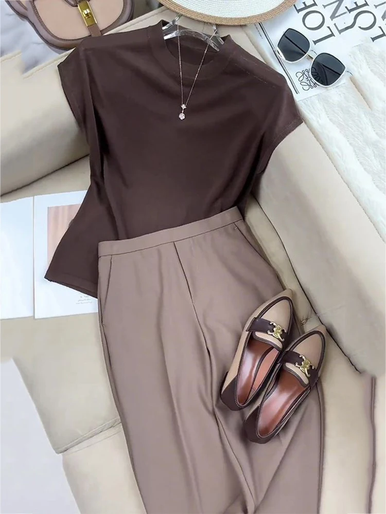 Elegant New Women's Office OL Two Piece Set Summer Rose Short Sleeve Top O-Neck Loose T Shirt + Wide-Leg Pants Suit Ladies
Elegant New Women's Office OL Two Piece Set Summer Rose Short Sleeve Top O-Neck Loose T Shirt + Wide-Leg Pants Suit Ladies