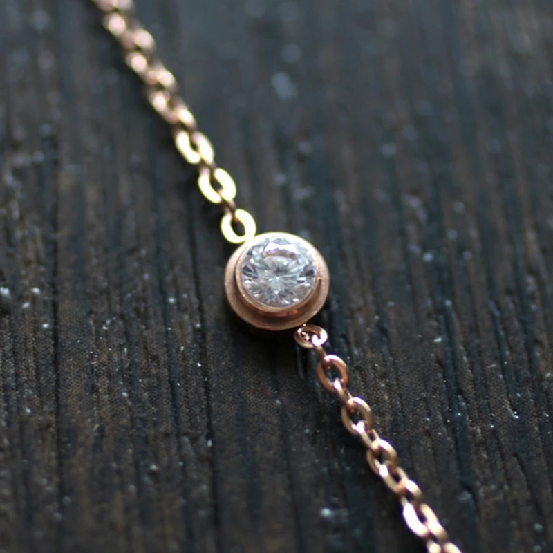 Cute Rose Gold Stainless Steel Single Zircon Thin Bracelet Simple Women's Crystal Stacking Bracelets
Cute Rose Gold Stainless Steel Single Zircon Thin Bracelet Simple Women's Crystal Stacking Bracelets