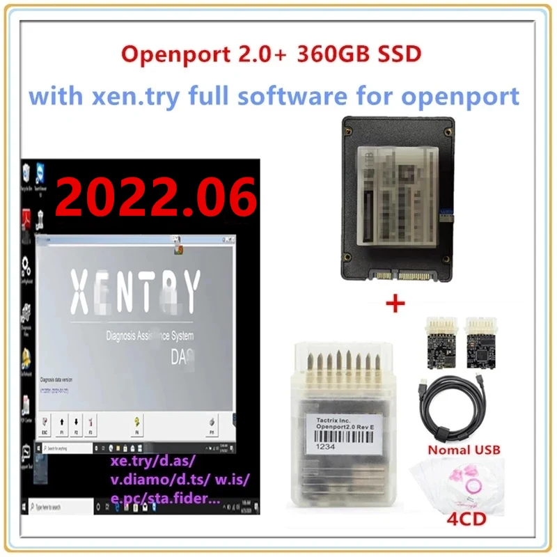 2022 06 Tactrix Openport 2 0 ECU чип инструмент для настройки USB + xentry программное обеспечение