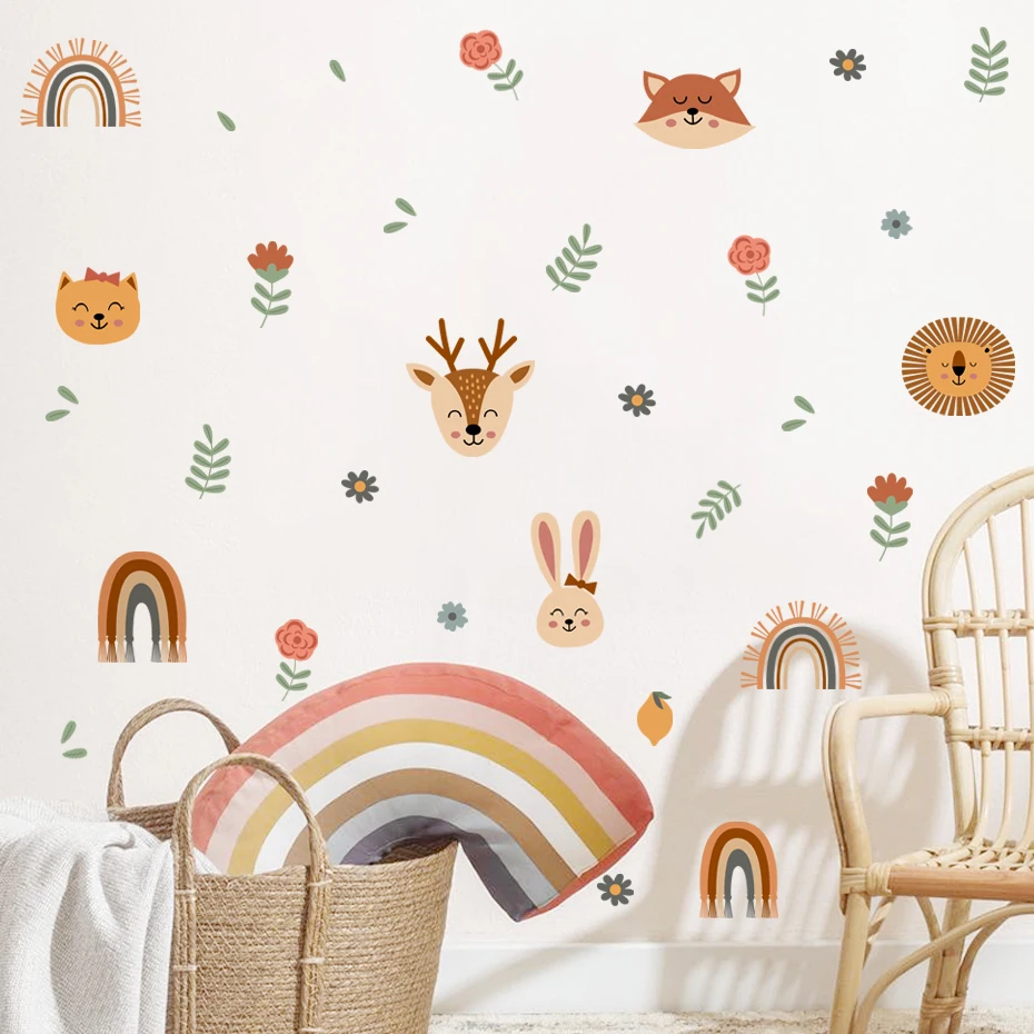 Watercolor Cartoon Cute Animal Rainbow Nursery Stickers Removable Wall Decals Art Print childrens Boys Room Interior Home Decor
Watercolor Cartoon Cute Animal Rainbow Nursery Stickers Removable Wall Decals Art Print childrens Boys Room Interior Home Decor