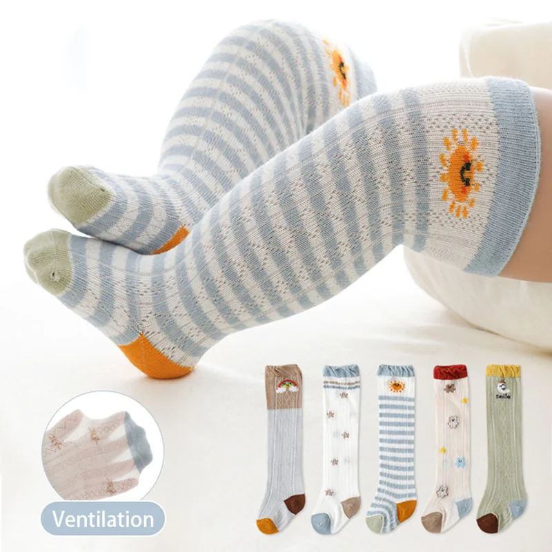 

Baby Socks Knee High Long Infant Cotton Linen Sock Hollow Girls Boy Spring Summer Leg Warmer Children Princess Kids Sockken