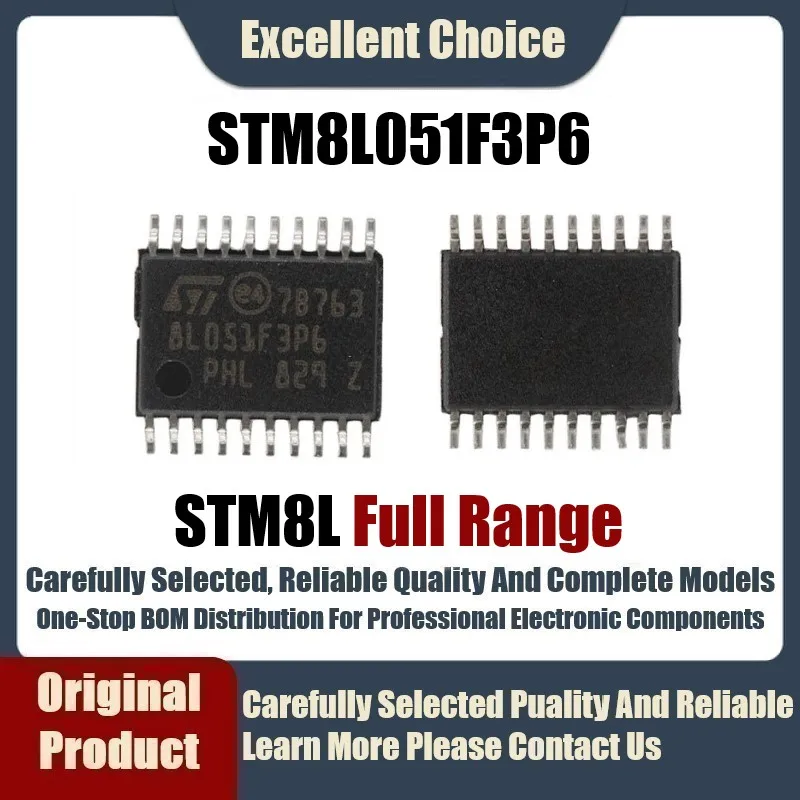 10Pcs/Lot New Original STM8L051F3P6 8L051F3P6 Package TSSOP-20 STM8L051 Microcontroller 
10Pcs/Lot New Original STM8L051F3P6 8L051F3P6 Package TSSOP-20 STM8L051 Microcontroller