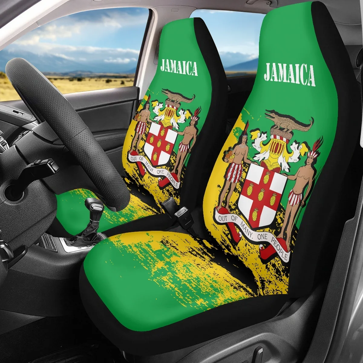 New Jamaica Country Flag Design Car Front Seat Covers for Woman Men Easy Installation Washable Vehicle Clean Protector Hot Sales
New Jamaica Country Flag Design Car Front Seat Covers for Woman Men Easy Installation Washable Vehicle Clean Protector Hot Sales