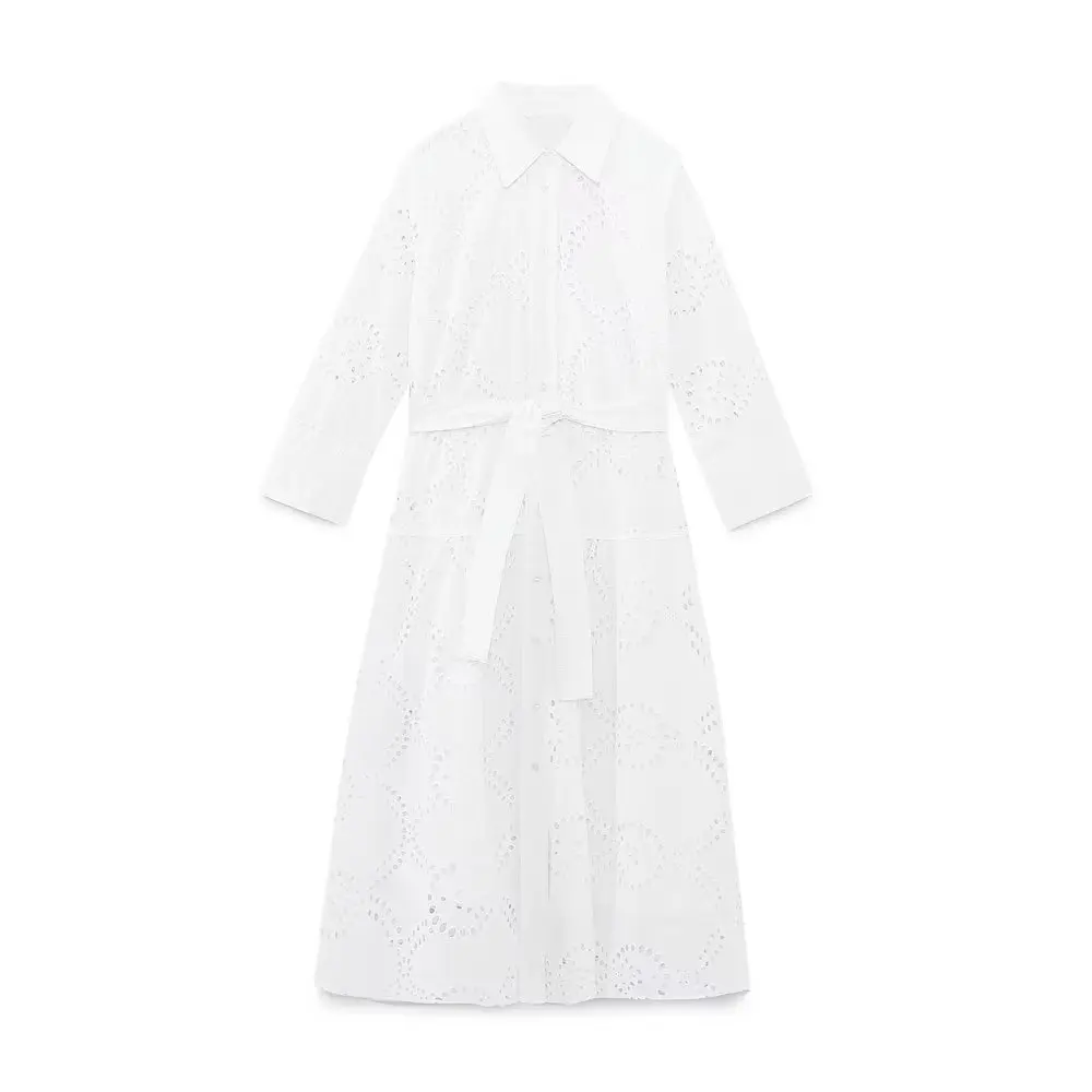 Maxdutti 2023 French Cotton Hollow Embroidery Midi Dress Elegant White Summer Fashion Long Shirt Dress Women
Maxdutti 2023 French Cotton Hollow Embroidery Midi Dress Elegant White Summer Fashion Long Shirt Dress Women