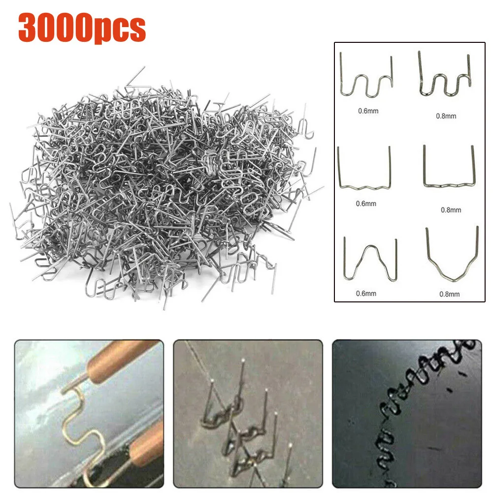 3000Pcs 0.6mm, 0.8mm 15-16.5mm Plastic Repair Machine Welding Hot Stapler Bumper Fender Welder Staples Corrosion-resistence
3000Pcs 0.6mm, 0.8mm 15-16.5mm Plastic Repair Machine Welding Hot Stapler Bumper Fender Welder Staples Corrosion-resistence