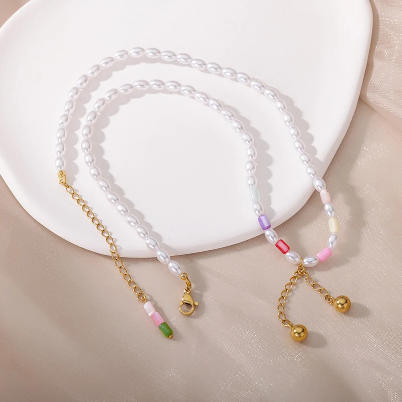 

Ожерелье-чокер с имитацией жемчуга для женщин Boho, воротник из рисовых бусин, ожерелье из нержавеющей стали для девочек, ювелирные изделия дл...