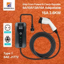 SAEJ1772 Portable EV Charger 16A 3.6KW Type 1 IEC 62196-2 Type 2 Wallbox Adjustable Current For Electric vehicle Car Charging