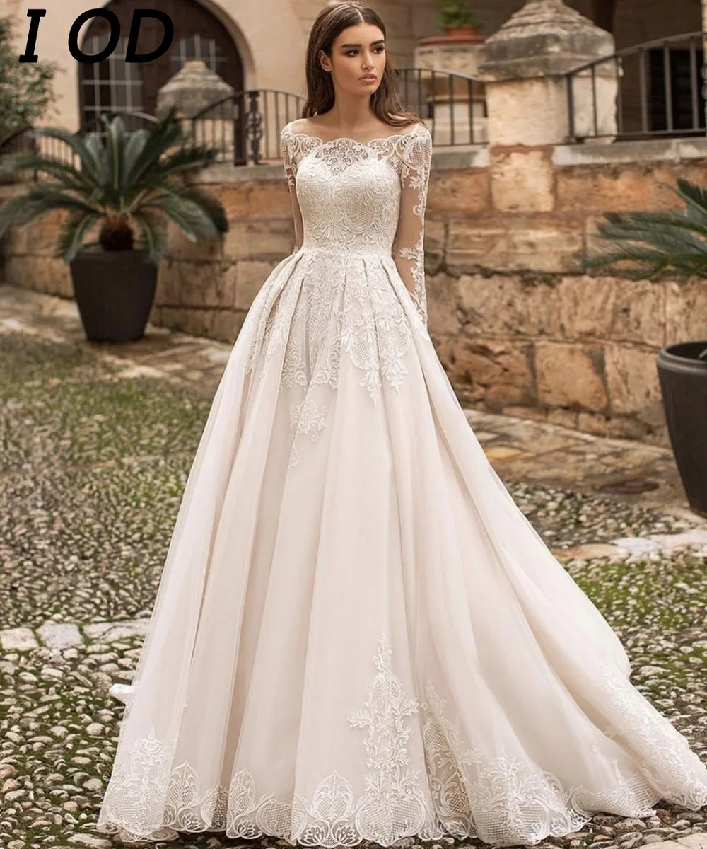I OD Elegant Princess Wedding Dresses Vintage Long Sleeve Lace Appliques Button A-Line Bridal Gown Sweep Train Vestido De Noiva
I OD Elegant Princess Wedding Dresses Vintage Long Sleeve Lace Appliques Button A-Line Bridal Gown Sweep Train Vestido De Noiva