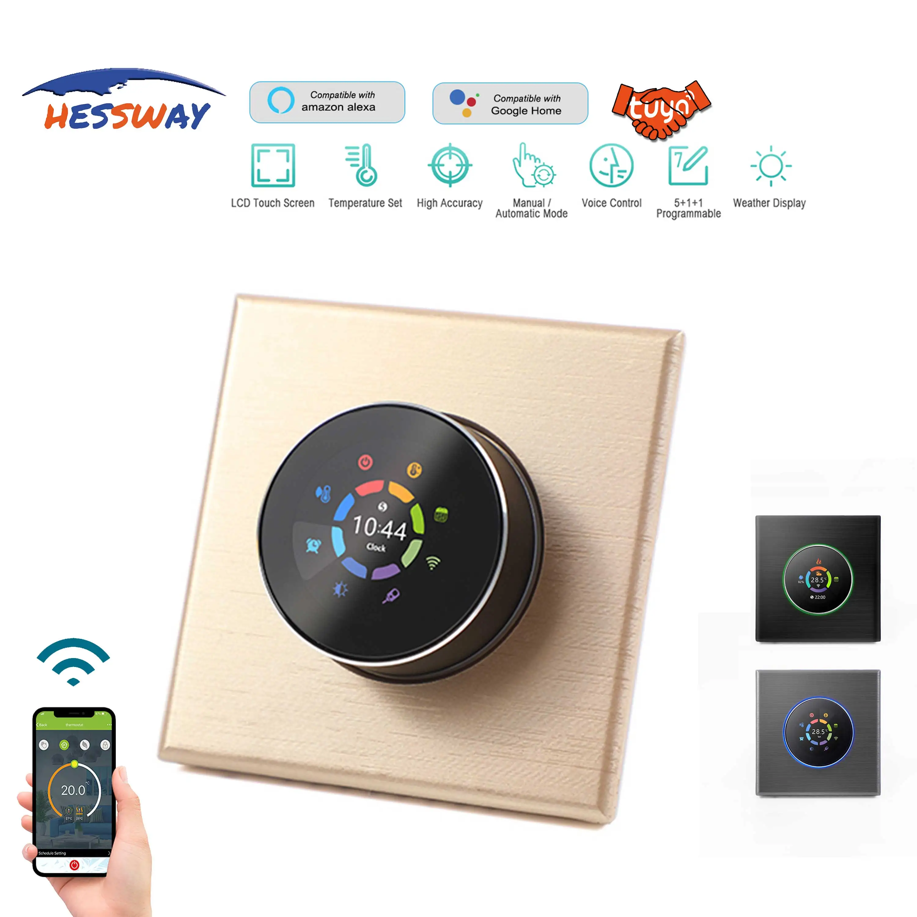 Metal Knob Dual Sensor Thermostat WIFI For 16A4KW Relay Electric Heating Floor Heat Control Switch
Metal Knob Dual Sensor Thermostat WIFI For 16A4KW Relay Electric Heating Floor Heat Control Switch