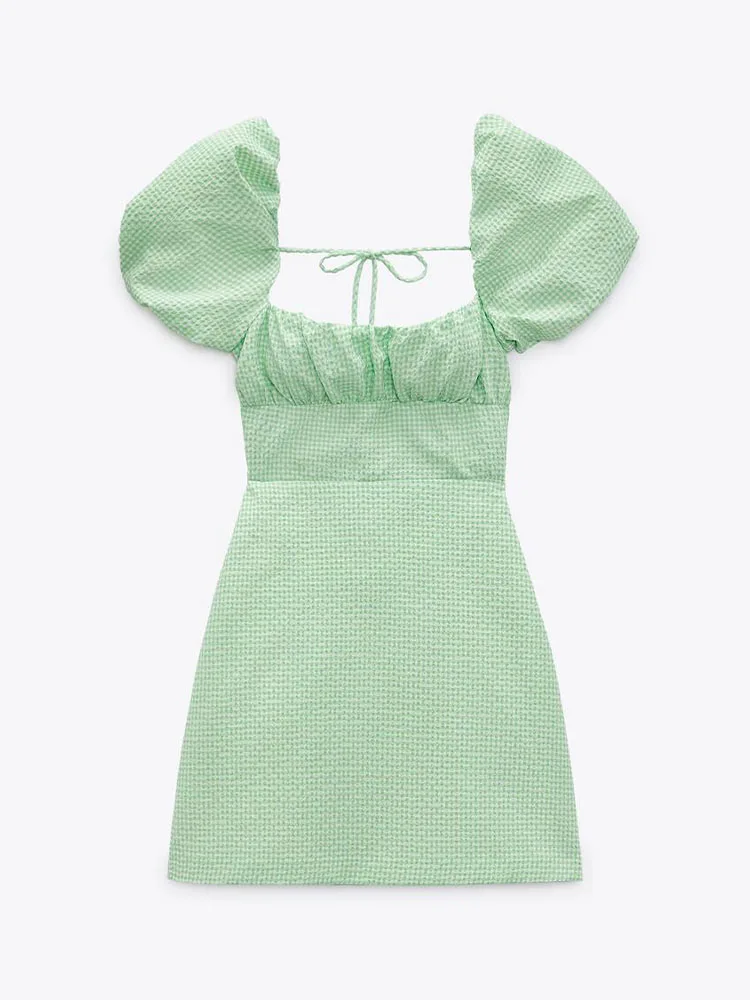 Zach AiIsa summer new temperament fresh and age-reducing puff sleeves strapping plaid texture open back hollowed-out slim dress
Zach AiIsa summer new temperament fresh and age-reducing puff sleeves strapping plaid texture open back hollowed-out slim dress