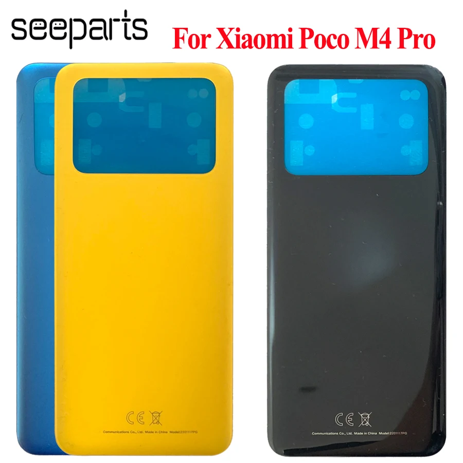 

New Cover For Xiaomi Poco M4 Pro 4G Battery Cover Back Panel Rear Housing Case Poco M4 Pro 2201117PI 2201117PG Battery Cover
