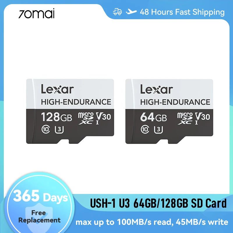 HIGH-ENDURANCE 64GB Micro SD Card 128GB USH-1 U3 Max 100MB/S Read TF Card for 70mai 4K Dash Cam A800S and Other Cameras
HIGH-ENDURANCE 64GB Micro SD Card 128GB USH-1 U3 Max 100MB/S Read TF Card for 70mai 4K Dash Cam A800S and Other Cameras