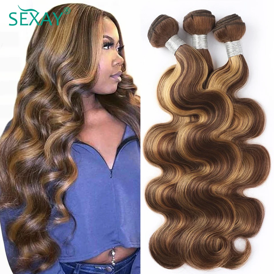 Sexay P4/27 Highlight Body Wave Hair Bundles 3/4 Pcs Lot 28 Brazilian Piano Colored Human Hair Weave Extensions For Black Women
Sexay P4/27 Highlight Body Wave Hair Bundles 3/4 Pcs Lot 28 Brazilian Piano Colored Human Hair Weave Extensions For Black Women