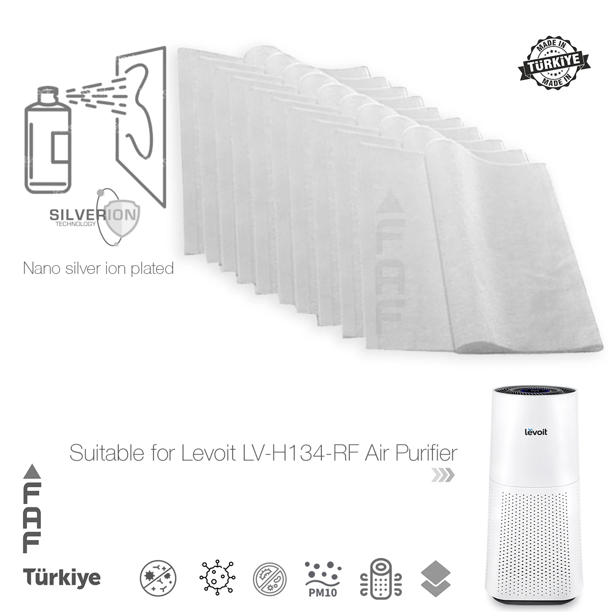 10/Pcs / FAF / Fit For Levoit LV-H134-RF Air Purifier Nano Silver Ion Coated, Electrostatic Dust Collector Pre-Filter
10/Pcs / FAF / Fit For Levoit LV-H134-RF Air Purifier Nano Silver Ion Coated, Electrostatic Dust Collector Pre-Filter