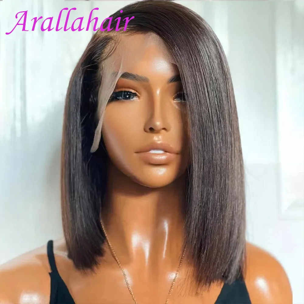 

Bob Wig Lace Front Human Hair Wigs Transparent PrePlucked 180% Density Straight Short 13x4 Bob Lace Frontal Wig Glueless Remy