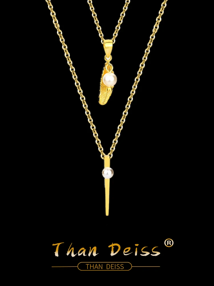 S925 Silver Freshwater Pearl Double Layer Necklace Female 18k Gold Feather Pendant Middle East Netflix Style Simple Fashion
S925 Silver Freshwater Pearl Double Layer Necklace Female 18k Gold Feather Pendant Middle East Netflix Style Simple Fashion
