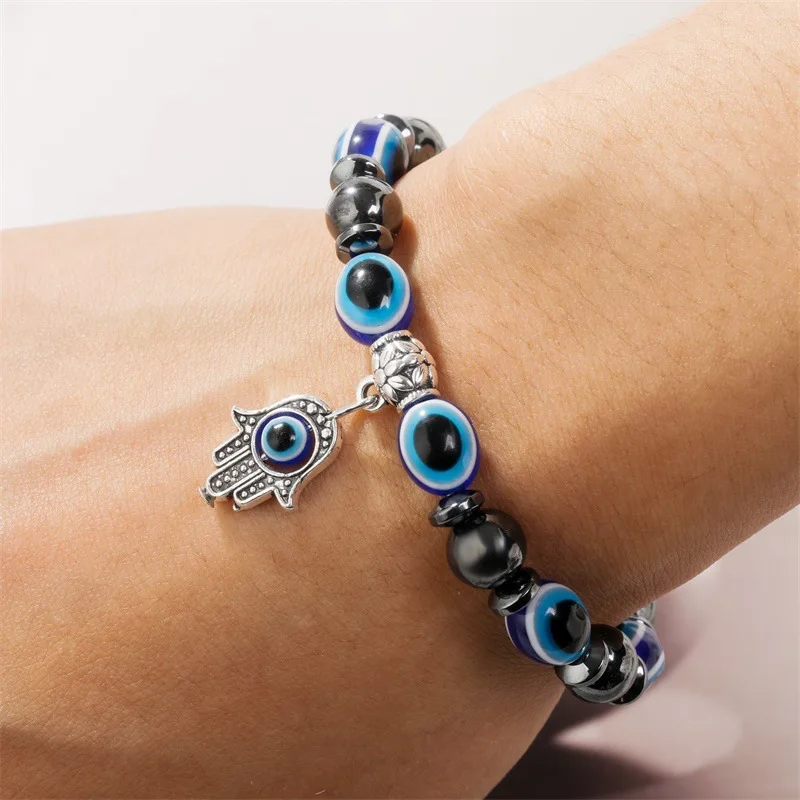 Vintage Lucky Turkish Evil Eye Bracelet Blue Eye Natural Hematite Stone Beaded Bracelets for Women Men Fashion Jewelry Pulseira
Vintage Lucky Turkish Evil Eye Bracelet Blue Eye Natural Hematite Stone Beaded Bracelets for Women Men Fashion Jewelry Pulseira