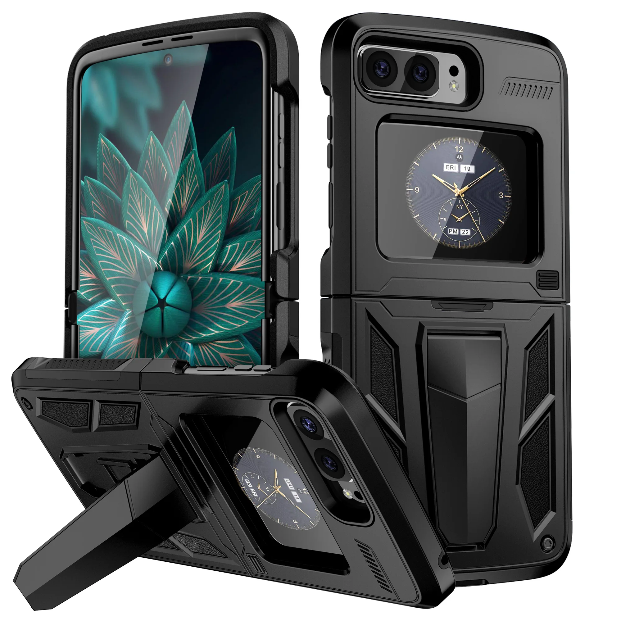 

CASESTAR For Motorola Razr 2022 Case, With Built-in Kickstand [Military Grad], Include 9H Screen Protector