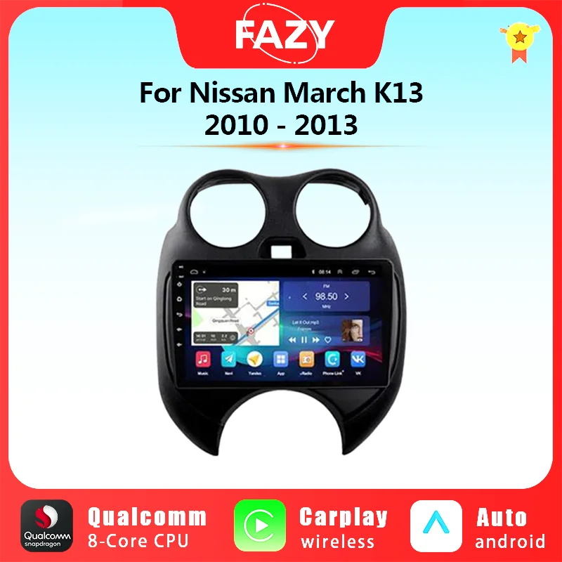 Автомобильный радиоприемник 9 'ɺndroid 12 для Nissan March K13 2010-2013 беспроводной