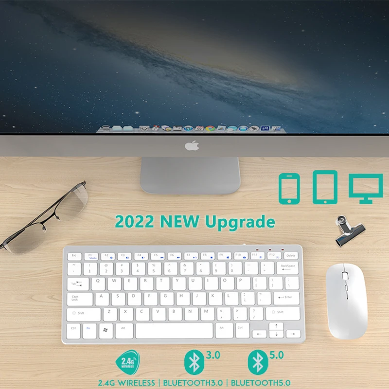 Bluetooth 5.0 & 2.4G Keyboard Mouse Combo For Laptop PC iPad Mac IOS Macbook Android Phone Portable Business Teclado Mouse Set
Bluetooth 5.0 & 2.4G Keyboard Mouse Combo For Laptop PC iPad Mac IOS Macbook Android Phone Portable Business Teclado Mouse Set
