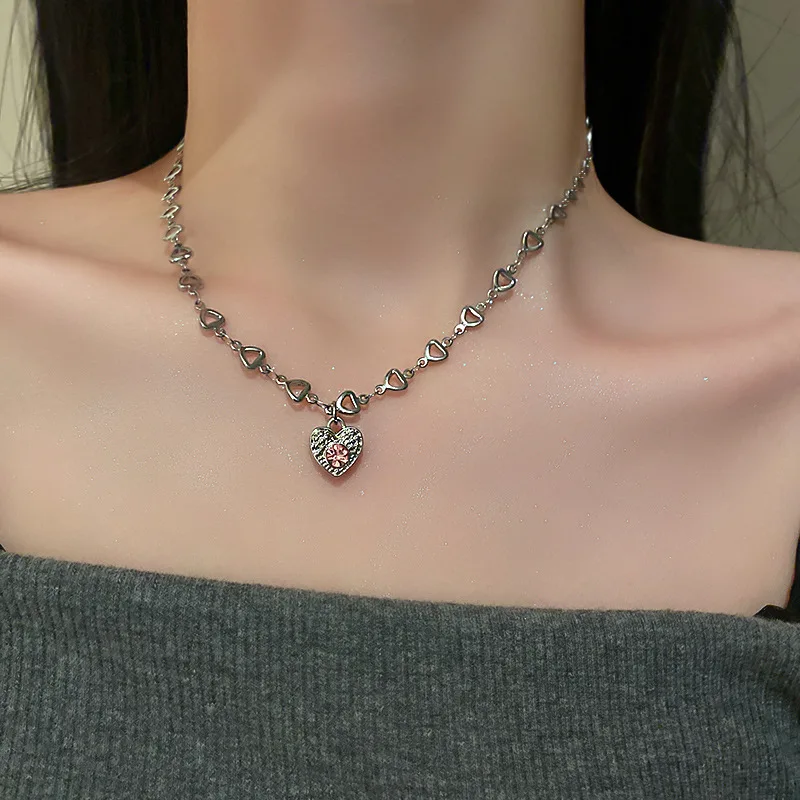 Heart Pink Diamond Pendant Charm Party Wedding Pendants Necklace Not Fade Clavicle Chain for Women Fine Jewelry
Heart Pink Diamond Pendant Charm Party Wedding Pendants Necklace Not Fade Clavicle Chain for Women Fine Jewelry