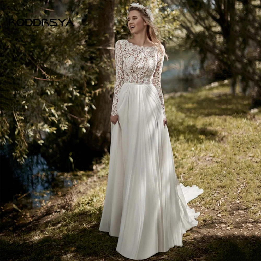 RODDRSYA Bohemian Lace Long Sleeve Wedding Dress O-Neck Open Back Beach Bridal Gown Chiffon Vestidos De Novia Playa Custom Made
RODDRSYA Bohemian Lace Long Sleeve Wedding Dress O-Neck Open Back Beach Bridal Gown Chiffon Vestidos De Novia Playa Custom Made
