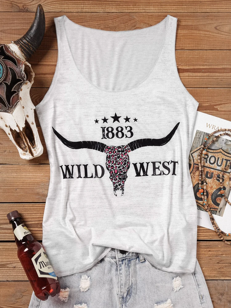 Women Country Cowboy Vintage Graphic Tank Top Western Letter Print Sleeveless Shirt Loose Fit Vest 1883 Wild West Steer Skull
Women Country Cowboy Vintage Graphic Tank Top Western Letter Print Sleeveless Shirt Loose Fit Vest 1883 Wild West Steer Skull