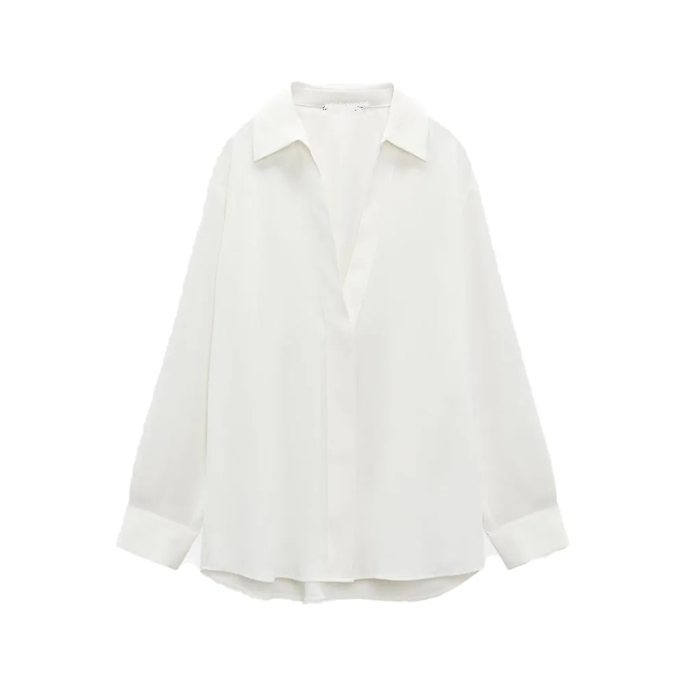 Zach AiIsa's new autumn and winter women's simple and versatile POLO collar white long-sleeved lapel loose drape textured shirt
Zach AiIsa's new autumn and winter women's simple and versatile POLO collar white long-sleeved lapel loose drape textured shirt