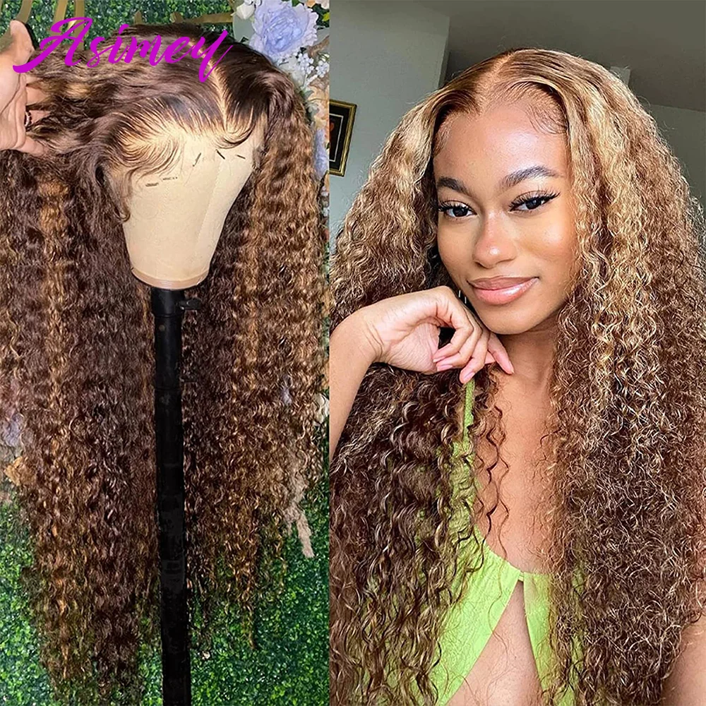 Highlight Wig Honey Blonde Curly Lace Front Human Hair Wigs Colored Transparent Lace Frontal Wig PrePlucked 4x4 Lace Closure Wig
Highlight Wig Honey Blonde Curly Lace Front Human Hair Wigs Colored Transparent Lace Frontal Wig PrePlucked 4x4 Lace Closure Wig