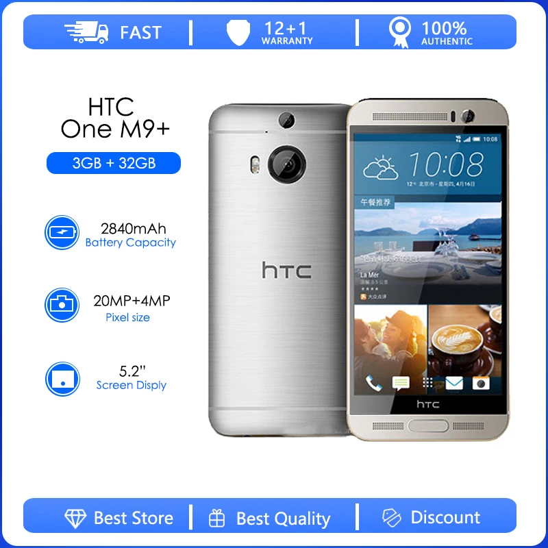 HTC One M9+ Refurbished-Original Mobile phone Quad-core 5.2" Touch Screen Android GPS WIFI 3GB RAM 32GB ROM
HTC One M9+ Refurbished-Original Mobile phone Quad-core 5.2" Touch Screen Android GPS WIFI 3GB RAM 32GB ROM