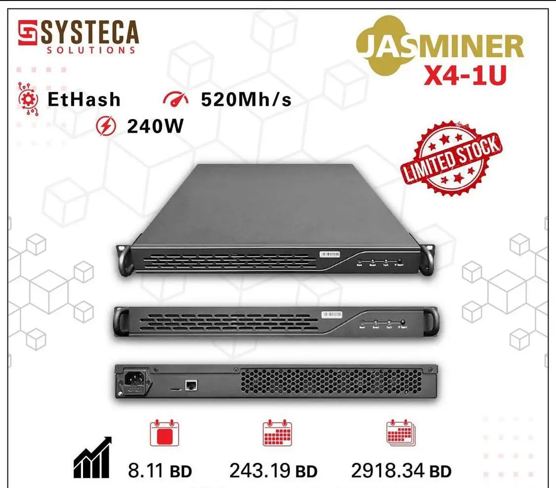 Купите 2 и получите 1 бесплатную новую модель Jasminer X4-Q ETC Miner 1040MH/s 480 Вт с низкой мощностью
Купите 2 и получите 1 бесплатную новую модель Jasminer X4-Q ETC Miner 1040MH/s 480 Вт с низкой мощностью