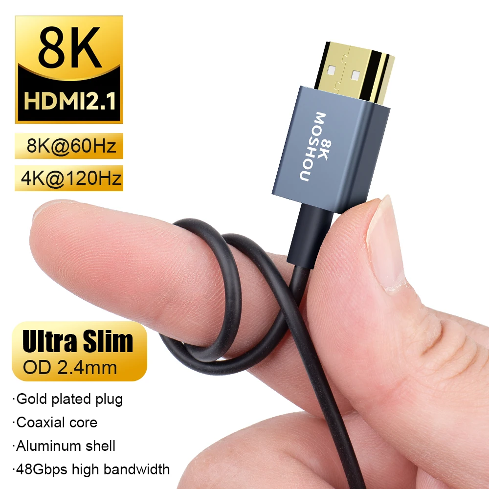MOSHOU HDMI 2.1 Coaxial Flexible HDMI to HDMI Cable 48Gbps eARC HDR 8K 60Hz 4K 120Hz for TV Box PS5 Laptop
MOSHOU HDMI 2.1 Coaxial Flexible HDMI to HDMI Cable 48Gbps eARC HDR 8K 60Hz 4K 120Hz for TV Box PS5 Laptop
