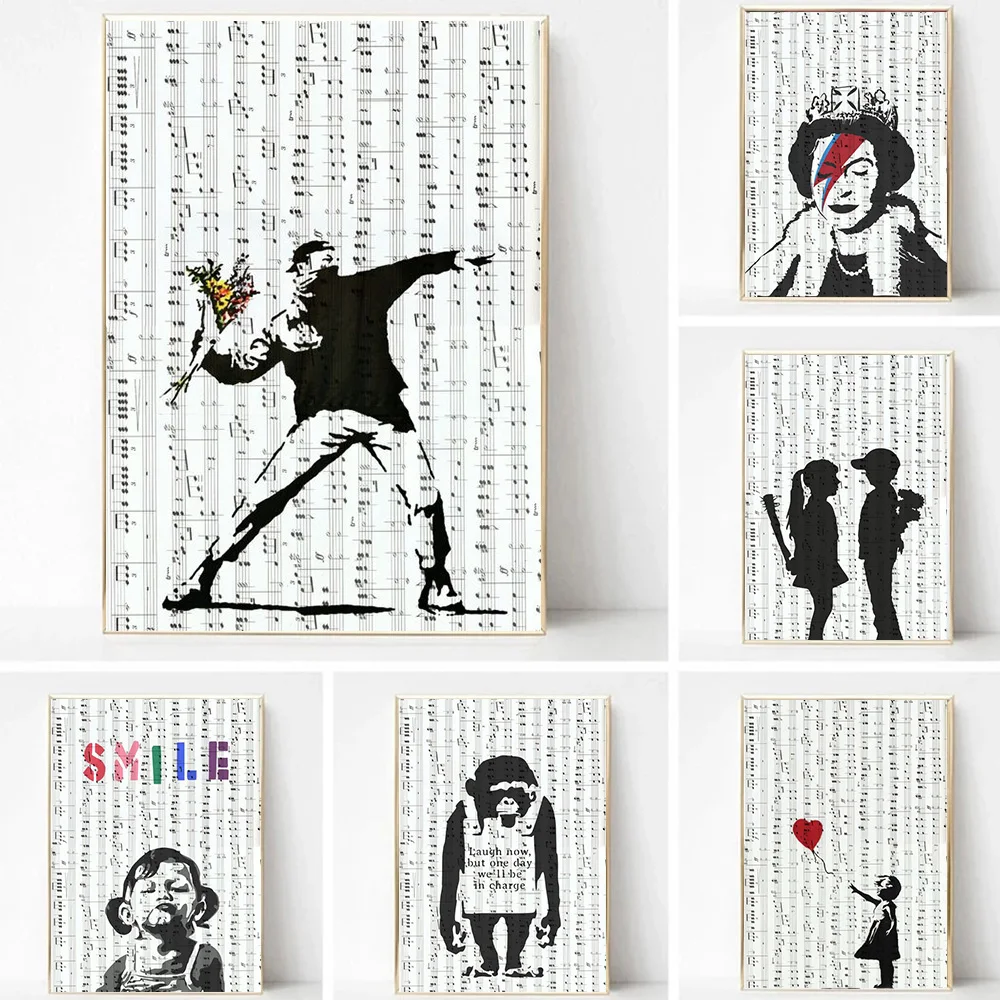 Abstract Banksy Art Figure Music Score Canvas Painting Posters And Prints Wall Art Pictures for Living Room Home Cuadros Decor
Abstract Banksy Art Figure Music Score Canvas Painting Posters And Prints Wall Art Pictures for Living Room Home Cuadros Decor