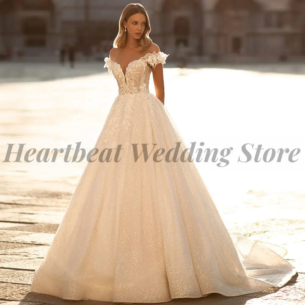 2023 A-Line Wedding Dress Elegant for Brides with Off-The-Shoulder Sweetheart Button Back Court Train and Applique Sequin
2023 A-Line Wedding Dress Elegant for Brides with Off-The-Shoulder Sweetheart Button Back Court Train and Applique Sequin