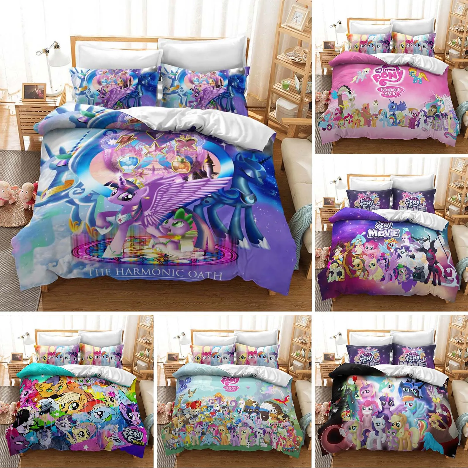 

Unicorn Cartoon Kids Pony Bedding Set For Kids Bed Linen Quilt Duvet Cover Sets Home Decor Single King Size Gift Cute Horse