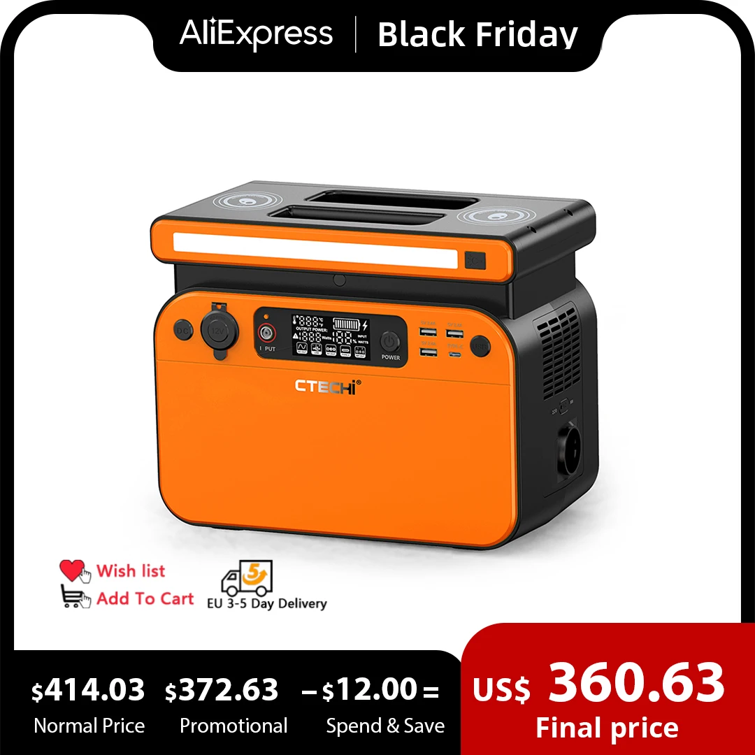 Portable Power Station 500W 518Wh Solar Generator, 3.5 Hours Fully Recharged LiFePO4 Power Station with PD 60W Quick Charge
Portable Power Station 500W 518Wh Solar Generator, 3.5 Hours Fully Recharged LiFePO4 Power Station with PD 60W Quick Charge