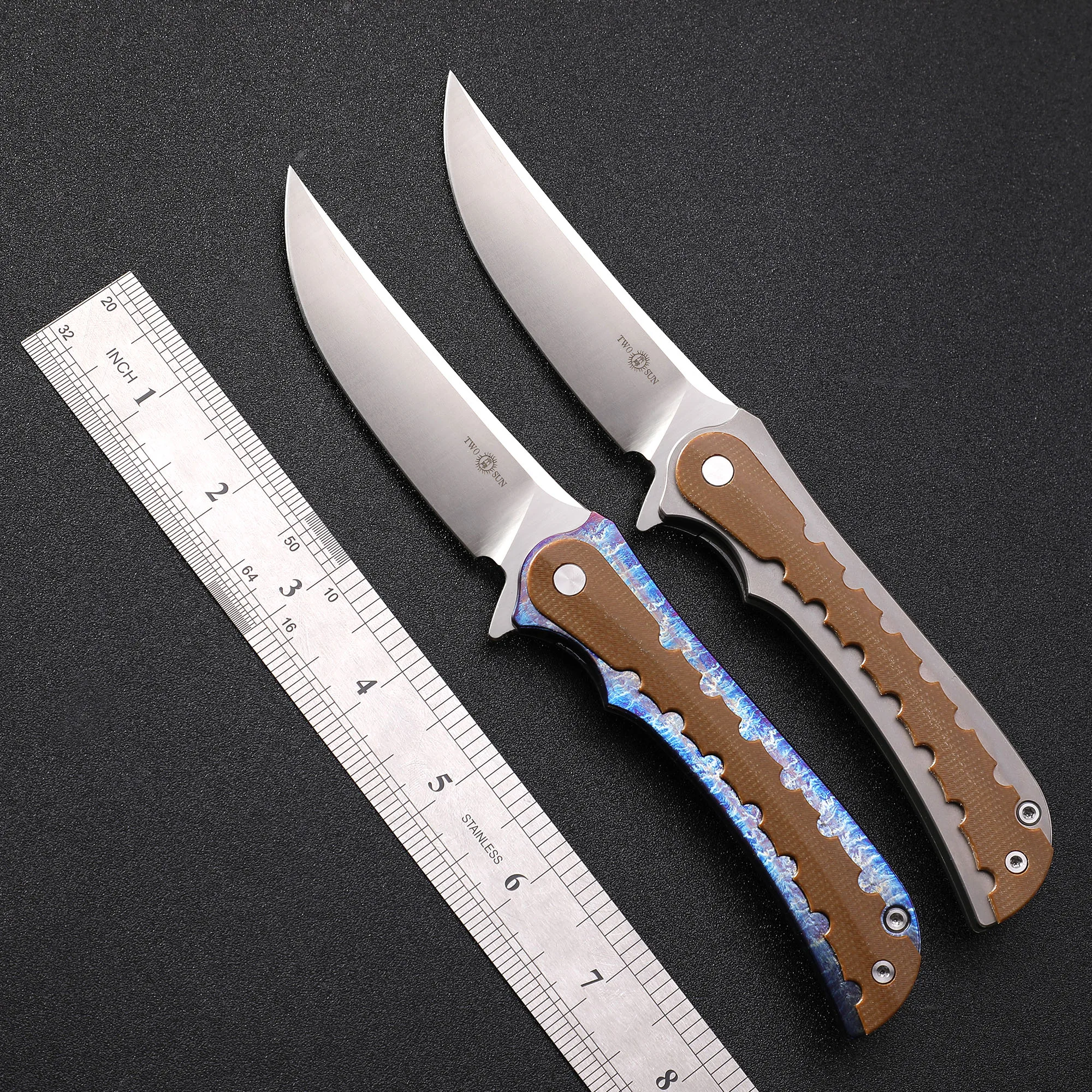 

TwoSun TS153 D2 Steel Satin Blade Titanium TC4+G10 Handle Folding Knife Outdoor Camping Hunting Pocket Knives EDC Tools