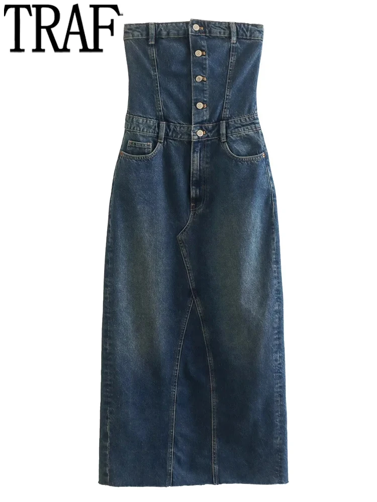 TRAF Blue Denim Dress Woman Off Shoulder Long Dresses For Women Backless Sexy Corset Dress 2022 Button Slit Midi Party Dresses
TRAF Blue Denim Dress Woman Off Shoulder Long Dresses For Women Backless Sexy Corset Dress 2022 Button Slit Midi Party Dresses