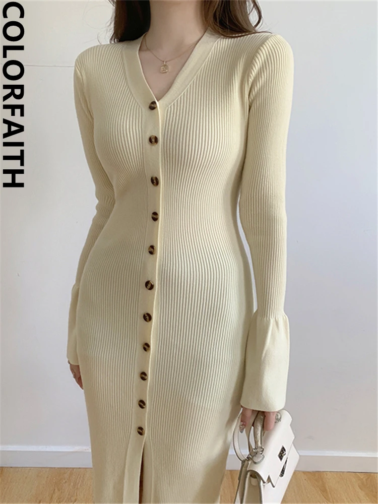 Colorfaith/Новинка 2022 года; Модные вязаные платья с высокой талией в Корейском стиле; Длинные женские платья на пуговицах; Сезон осень-зима; DR3179
Colorfaith/Новинка 2022 года; Модные вязаные платья с высокой талией в Корейском стиле; Длинные женские платья на пуговицах; Сезон осень-зима; DR3179