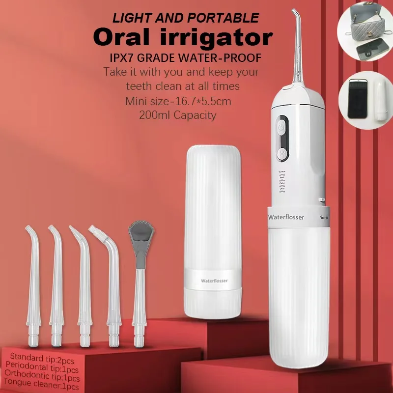 Oral Irrigator USB Rechargeable Water Flosser irygator stomatologiczny Portable 5 Jet 200ML Tank Waterproof Teeth Cleaner
Oral Irrigator USB Rechargeable Water Flosser irygator stomatologiczny Portable 5 Jet 200ML Tank Waterproof Teeth Cleaner