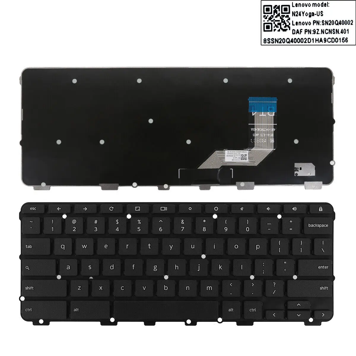 

New English US Layout Keyboard For LENOVO CHROMEBOOK 100E N24 N3350 BLACK FRAME BLACK US