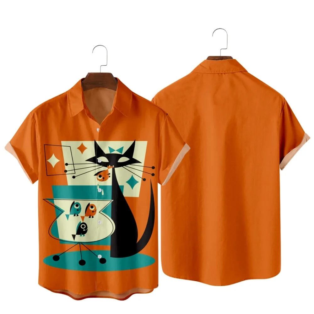2022 Fish and Cat Print Shirt, Fashion Casual Harajuku Hawaiian Beach Style, Summer Pocket Shirts for Men and Women
2022 Fish and Cat Print Shirt, Fashion Casual Harajuku Hawaiian Beach Style, Summer Pocket Shirts for Men and Women