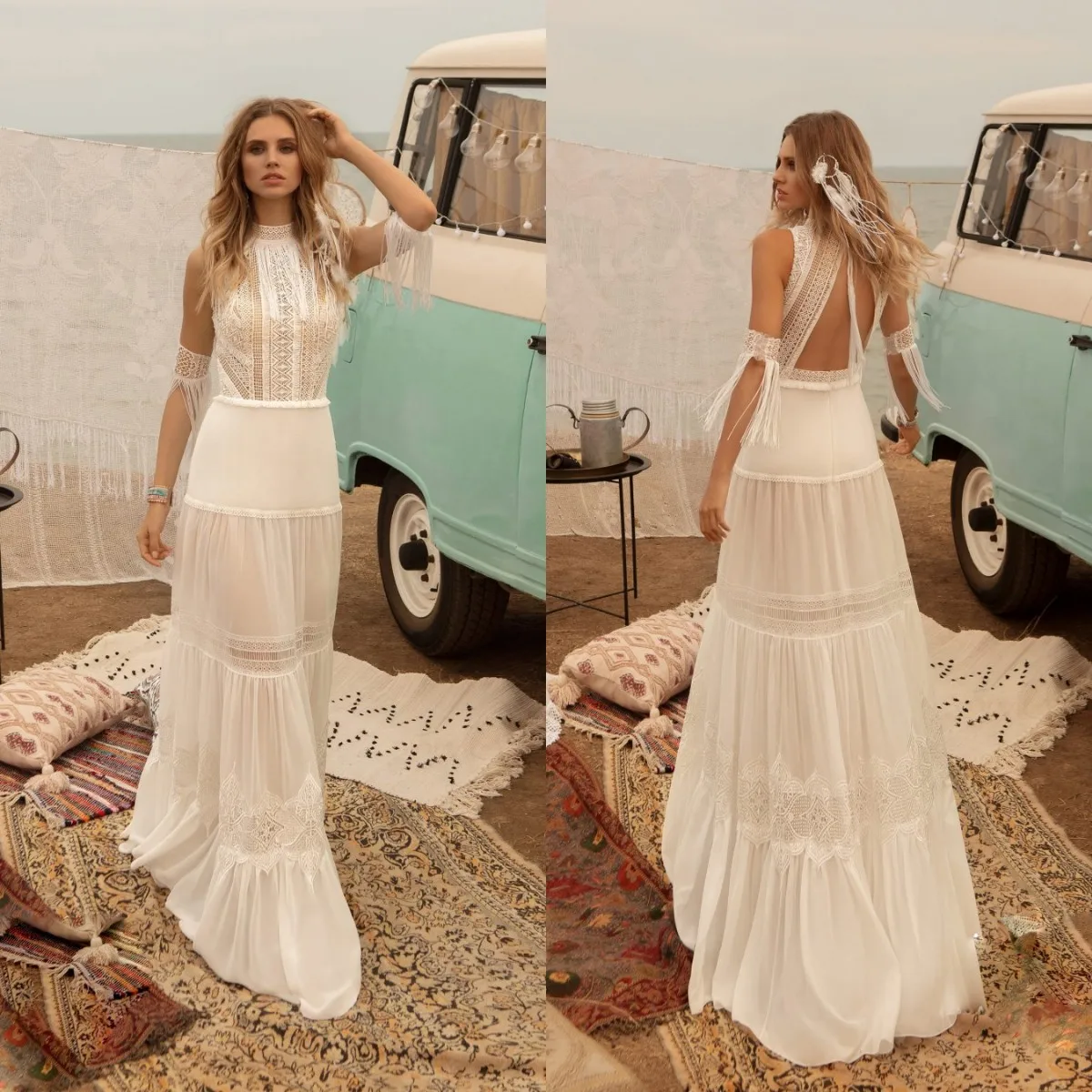 Boho Lace Wedding Dresses 2022 Bohemian Tassel Wedding Gowns Sexy Backless High Neck Beach Chiffon Bridal Dress
Boho Lace Wedding Dresses 2022 Bohemian Tassel Wedding Gowns Sexy Backless High Neck Beach Chiffon Bridal Dress