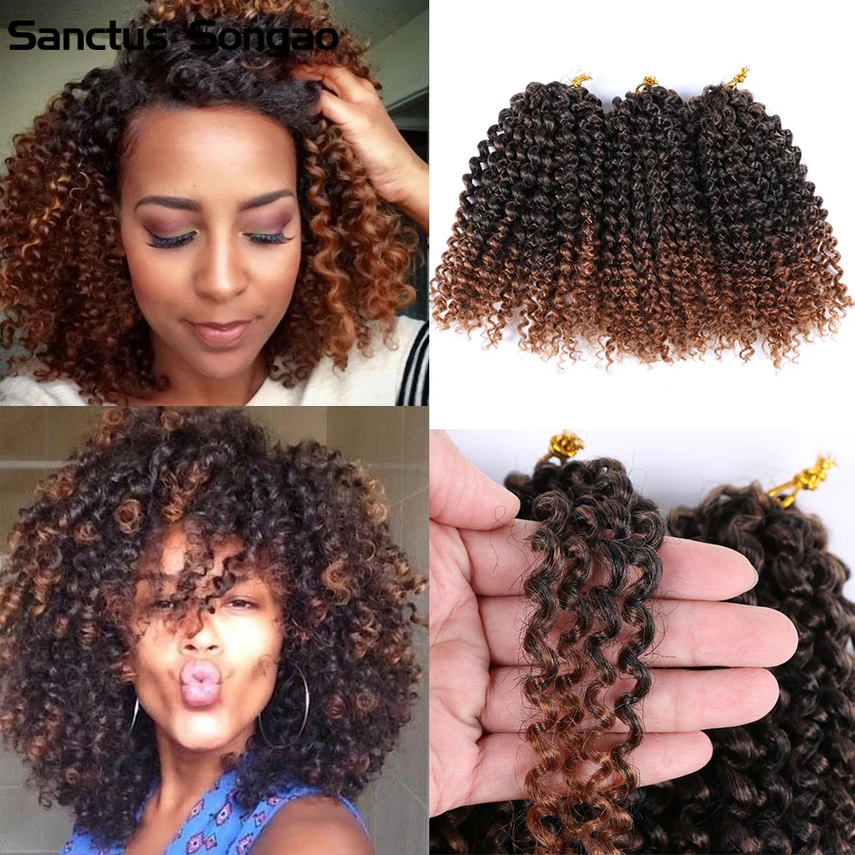 

Marlybob Braids Crochet Hair 8 Inch Faux Locks Synthetic Braiding Hair Kinky Curly Passion Twist Crochet Hair For Black Women
