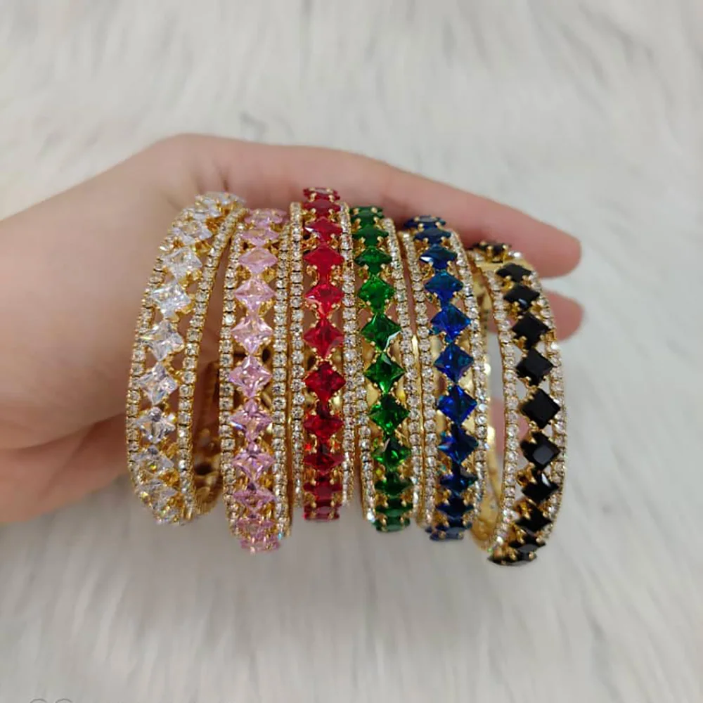 Fashion Jewelry Bangle for Women Weddings Design Gold Color Crystal Colored Stone Eelgant Bracelet for Engagement Party Gifts
Fashion Jewelry Bangle for Women Weddings Design Gold Color Crystal Colored Stone Eelgant Bracelet for Engagement Party Gifts