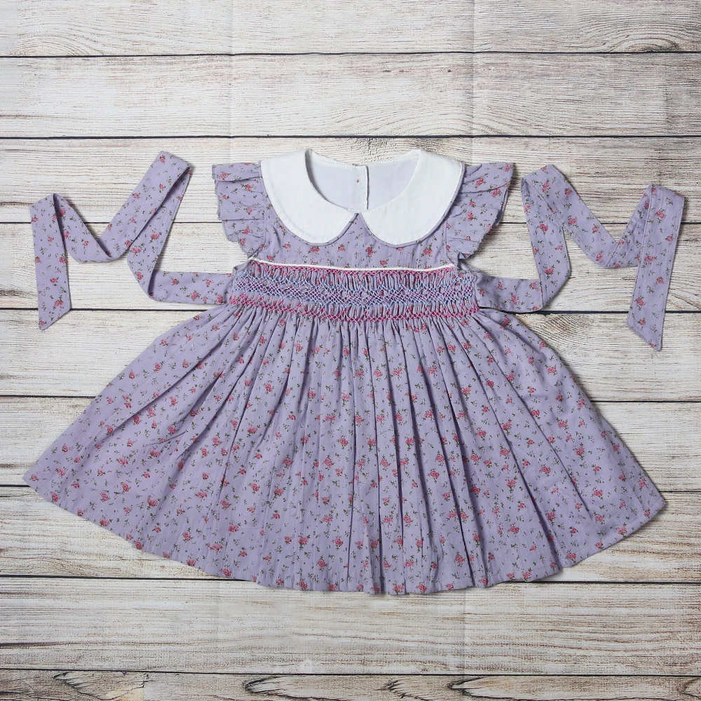 2023 New Summer Violet Floral Smock Style Baby Girl Clothes Set Kid Dress Princess Birthday Children Outfit Bows Cotton Skirt
2023 New Summer Violet Floral Smock Style Baby Girl Clothes Set Kid Dress Princess Birthday Children Outfit Bows Cotton Skirt